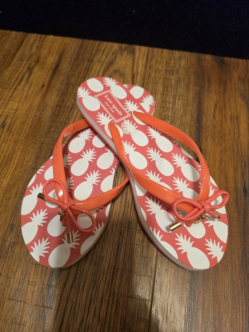 Kate Spade Pineapple Print Pink Flip Flops